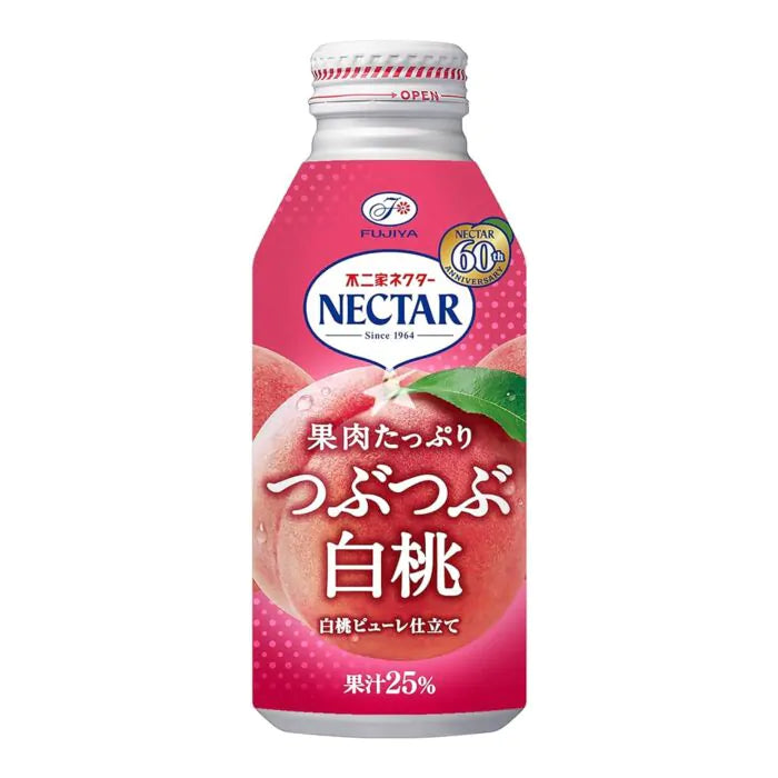 FUJIYA NECTAR Tsubutsubu White Peach Bottle Can 380ML