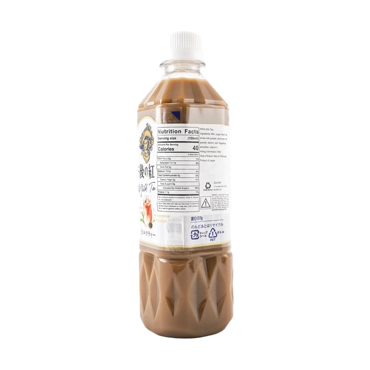 Close-up image of the nutrition label for the KIRIN Gogo No Kocha Milk Tea 500ml, shown straight on with clear, readable text against a clean white background.
