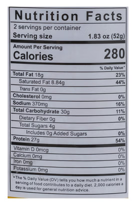 A close-up, straight-on image of the nutrition label from the Lays Original Potato Chips 90g pack, shown clearly on a white background.