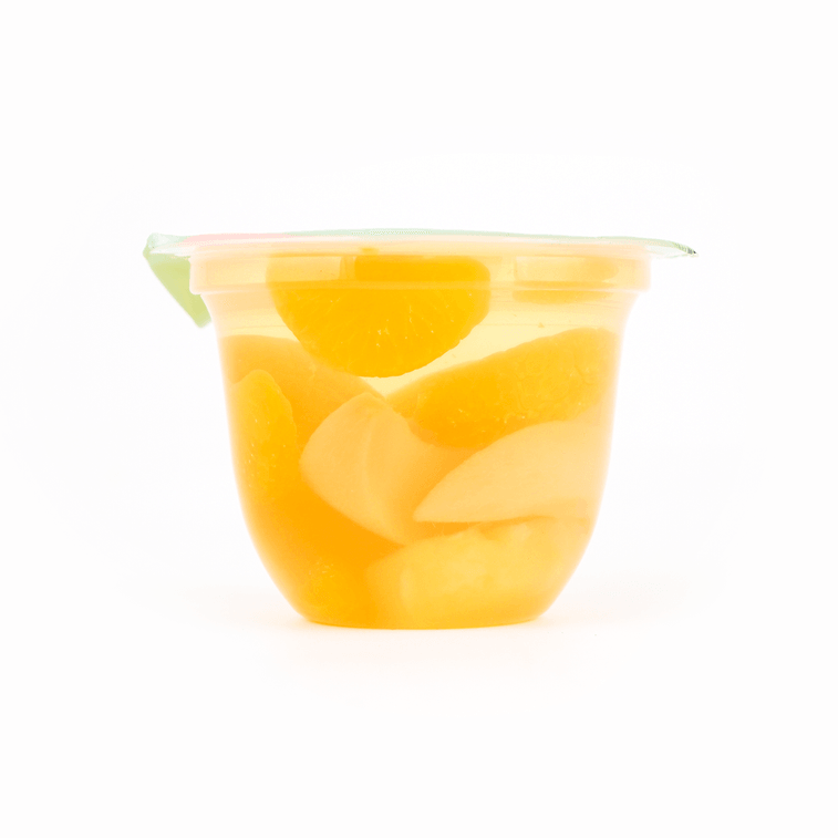 Full-view image of the Tarami Dossari Mixed Fruit Jelly 8.11 oz cup displayed upright and closed in a portrait orientation on a white background, showing the entire container and packaging details without cropping.
