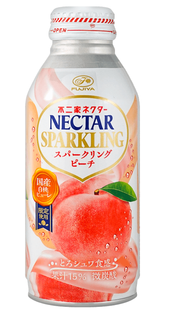 Fujiya Nectar Sparkling White Peach | Fruity Peach Soda Drink 380ml