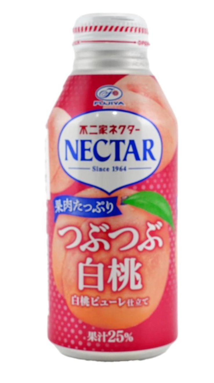 FUJIYA NECTAR Pulpy White Peach Juice,Japanese Fruit Soft Drink, 13.4 oz