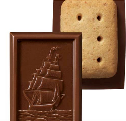 The BOURBON Alfort Mini Chocolate Biscuits 12pcs displayed outside their packaging, showing the individual chocolate-topped biscuits.