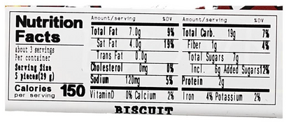 Close-up image of the nutrition label from the BOURBON Choco Digestive Biscuit 3.45 oz box, clearly shown on a white background.