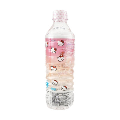 Back view of the BOURBON Hello Kitty Ion Water 16.9 fl oz bottle, upright and uncropped, displaying the complete back label clearly against a clean white background.