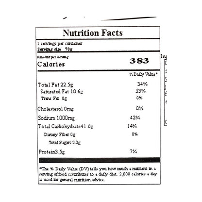 Close-up zoom image of the nutrition label from the Cheetos Cheddar Cheese Jalapeño Flavor 70g bag, clearly showing nutritional information and ingredients.
