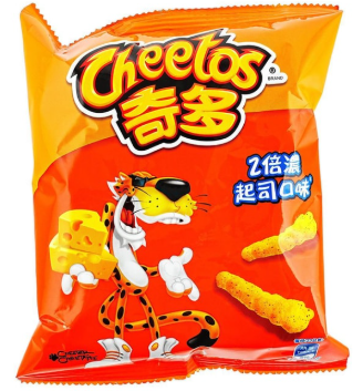 Front-facing image of CHEETOS crunchy corn snacks in double rich cheese flavor, showing the closed 1.62 oz bag with bold orange and yellow graphics on a white background.