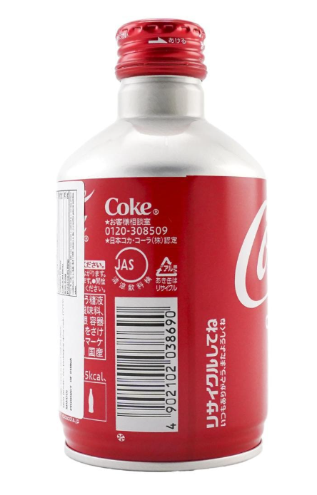 Side-facing image of the Coca Cola Original 300ml bottle can on a white background, showing the can’s contour shape and partial label details.