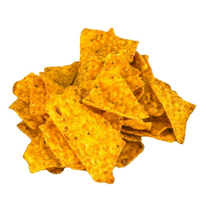 Doritos Garlic Beef Fillet corn chips displayed outside the packaging, highlighting their crunchy texture and seasoning.