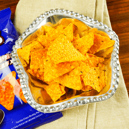 Exterior packaging image of the Doritos Garlic Shrimp Flavor tortilla chips, highlighting the front design and branding on a clean white background.