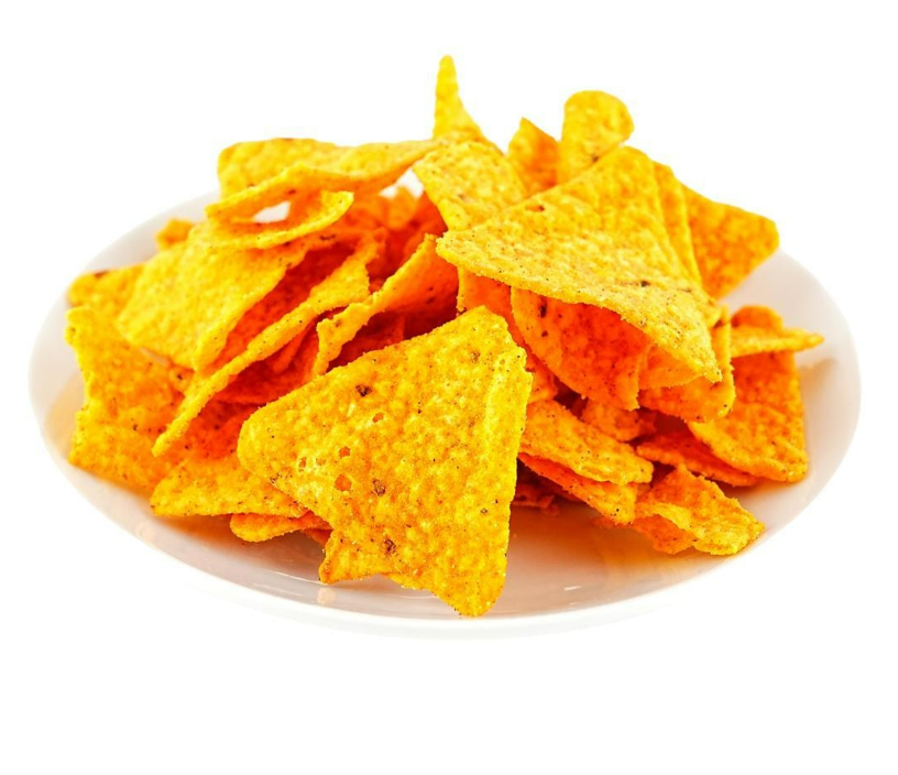 Doritos Mexican Tacos Flavor corn chips displayed outside the packaging, showcasing their crunchy texture and taco-inspired seasoning.