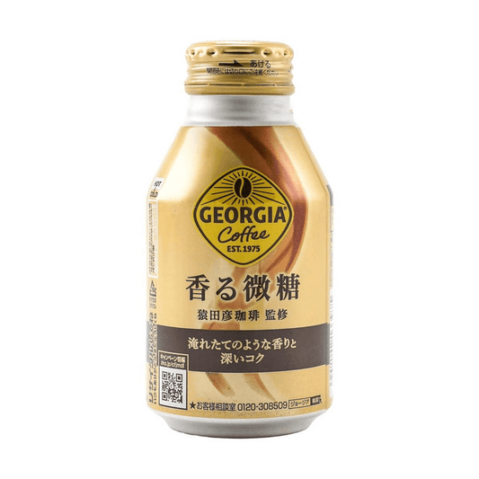 Front-facing portrait image of the closed 260ml GEORGIA Coffee Less Sugar can, showing the entire front label clearly against a white background.