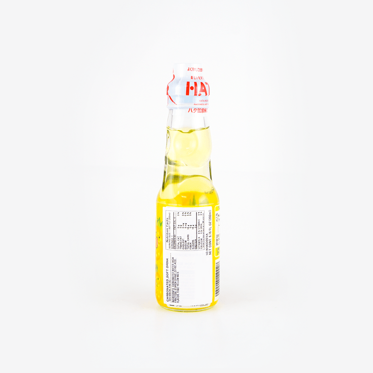 Close-up of the nutrition label for the HATAKOSEN Pineapple Ramune Soda 6.76 fl oz, shown clearly and straight on with clean white background.