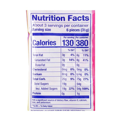 Close-up of the nutrition label for the HI-CHEW Superfruits Mix Jelly Gummy Candy 90g, shown clearly and straight on with a clean white background.