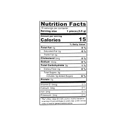 Close-up shot of the Kanro Kin no Milk Café Latte candy 2.46oz nutrition label, captured straight on with clear, readable text against a white background.