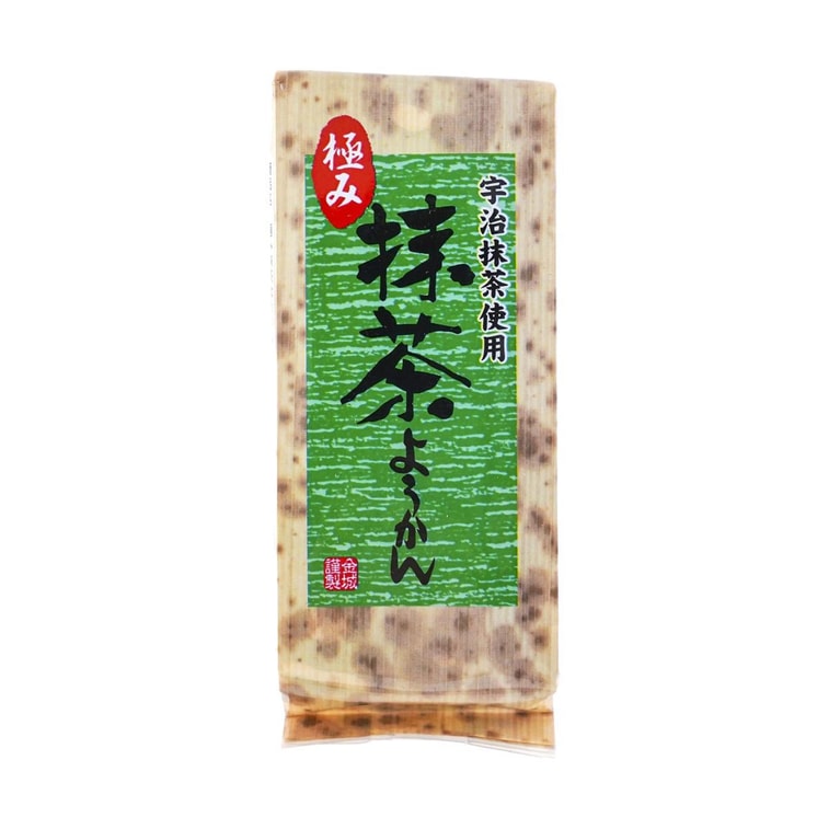 Front-facing portrait image of the KINJO SEIKA Kinjo Premium Matcha Yokan 8.8 oz package, shown flat with the entire front design clearly visible on a clean white background.