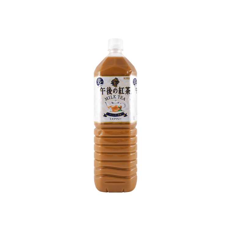 Front view of the KIRIN Gogo No Kocha Milk Tea 1.5L bottle, showing the sealed plastic bottle with milk tea graphics and label design against a clean white background.