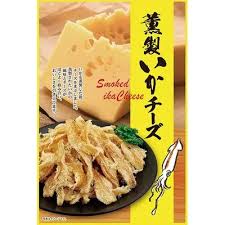 Front-facing image of the KOJIMA Shokuhin smoked dried squid snack with cheese, 24g pack, shown sealed and upright against a clean white background.