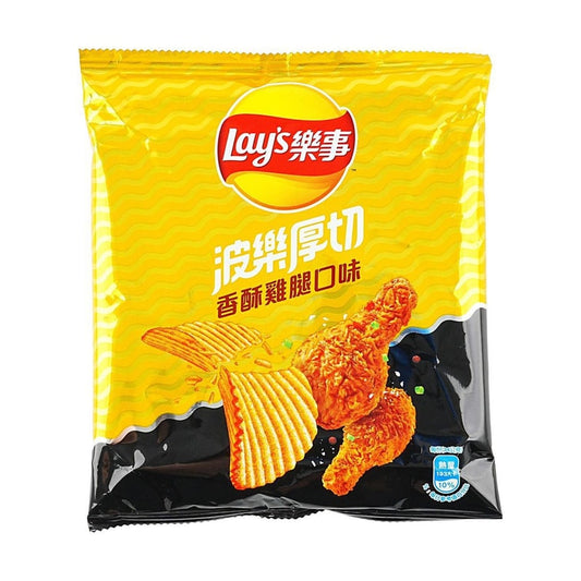 Front view of the LAYS Bole Potato Chips Crispy Chicken Drumstick 1.20 oz bag, showing the sealed packaging with chicken drumstick-themed graphics and branding against a clean white background.