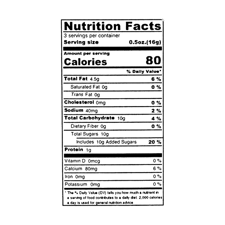 Close-up, straight-on image of the nutrition label from the LOTTE Koala Strawberry Cream Cookies box, displaying the nutritional information cleanly on a white background.