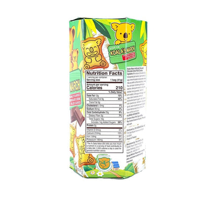 A clear, close-up, straight-on view of the nutrition label from the LOTTE Koala’s March Chocolate 48g package, displayed on a white background for easy readability.