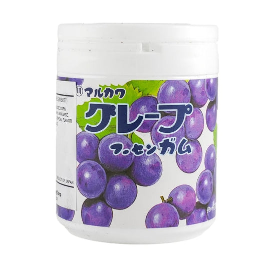 Front-facing landscape image of the MARUKAWA Grape Marble Gum Bottle 4.58 oz, shown closed with full front graphics and grape-themed design clearly visible against a clean white background.