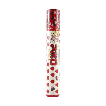 Front view of the MEIJI Strawberry Chocolate Tubes 83g package, shown sealed in a vertical tube shape against a white background with strawberry-themed graphics and branding.