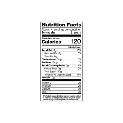 A clear close-up of the MEITO strawberry flavored chocolate nutrition label, showing the full nutrition panel in sharp detail.