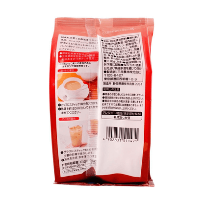 Back-facing portrait image of the NITTOH TEA Royal Milk Tea Strawberry Flavor bag, displaying the complete rear label and product information clearly on a white background.