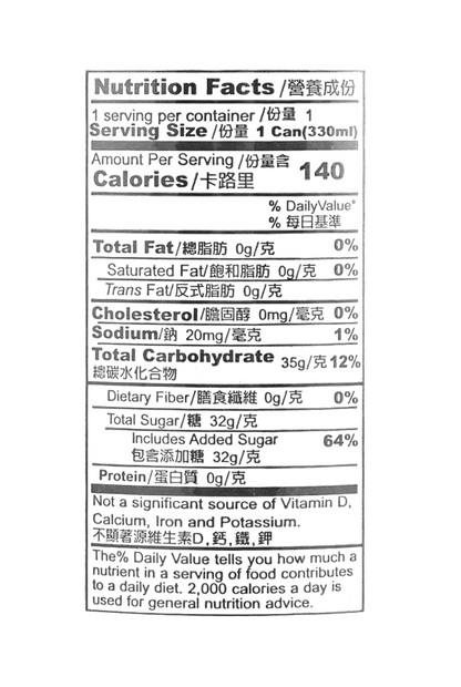 Close-up photo of the nutrition label on the Apple Sidra apple soda can, clearly captured on a white background for easy readability.