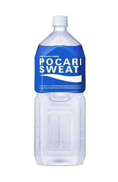 Front-facing portrait image of the Otsuka Pocari Sweat 2L bottle, closed and upright on a clean white background, showing the classic blue and white hydration drink label.