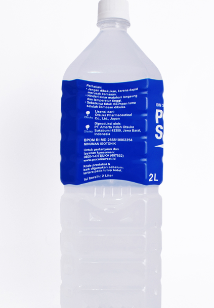 Side-facing image of the Otsuka Pocari Sweat 2L bottle on a white background, highlighting the bottle shape and label details from the side view.