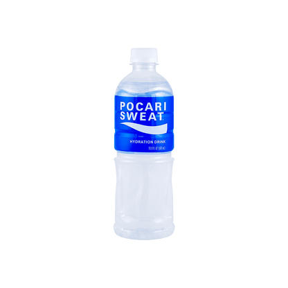 Front-facing image of the POCARI SWEAT Hydration Drink 500ml bottle, shown closed in portrait orientation with the full front label and graphics visible against a white background.