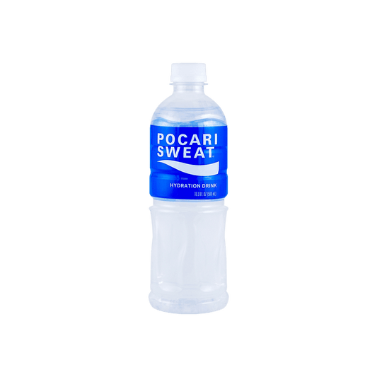 Front-facing image of the POCARI SWEAT Hydration Drink 500ml bottle, shown closed in portrait orientation with the full front label and graphics visible against a white background.