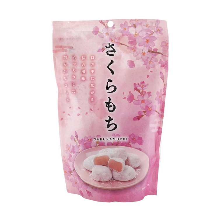 Front-facing view of the SEIKI Sakura Mochi Stand Pack 130g, shown upright with full sakura-themed graphics displayed against a clean white background.