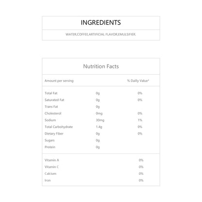 A close-up, straight-on image of the SUNTORY BOSS Premium Black Coffee nutrition label, shown clearly and centered against a plain white background.