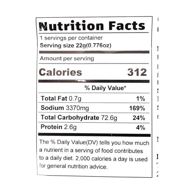 Straight-on close-up photograph of the nutrition label from the U100 Hawthorn Plum Slices packaging, showing the nutritional information clearly on a white background.