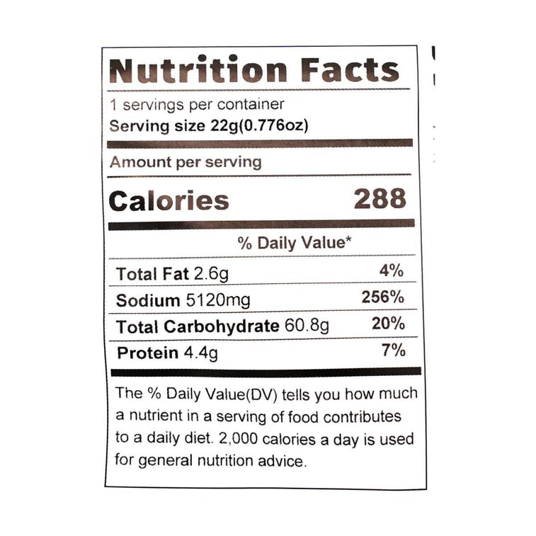 Close-up, straight-on photograph of the nutrition label from the U100 Original Plum Slices packaging, showing the nutritional panel clearly on a white background.
