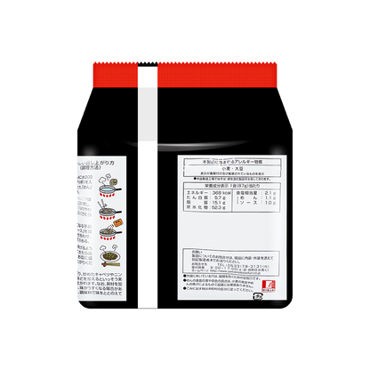 Back view of the YAMAMOTOSEIFUN Tanuki Oyaji Yakisoba 15.52 oz (5-pack) package, displayed vertically against a white background with product information clearly visible.