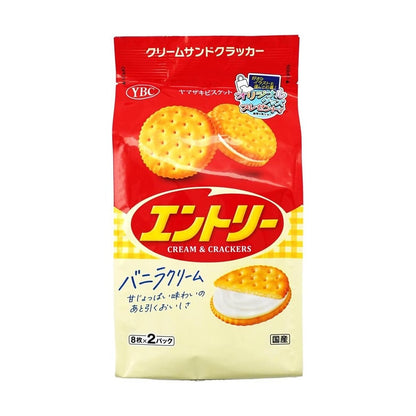 Front view of the YBC Entry Cracker Vanilla Cream bag, shown closed in portrait orientation with full graphics visible on a white background.