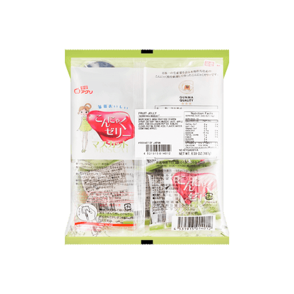 Back-facing portrait image of YUKIGUNI AGURI Konnyaku Muscat 370g bag, uncropped and displayed against a clean white background.